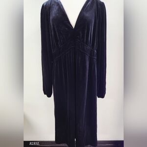 Lane Bryant Black Velvet Long Sleeve Midi Dress Womens Plus 18/20 Gothic